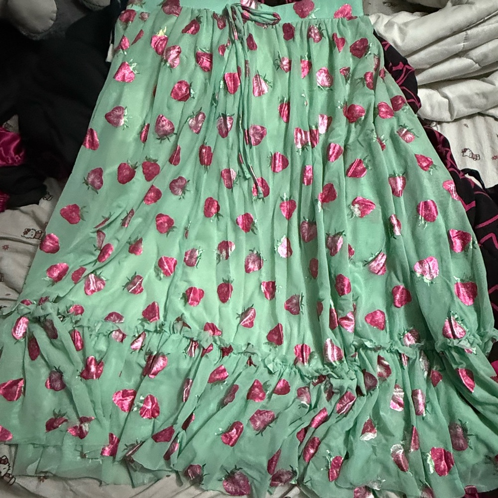 Black milk clothing mint strawberry tea party skirt XL